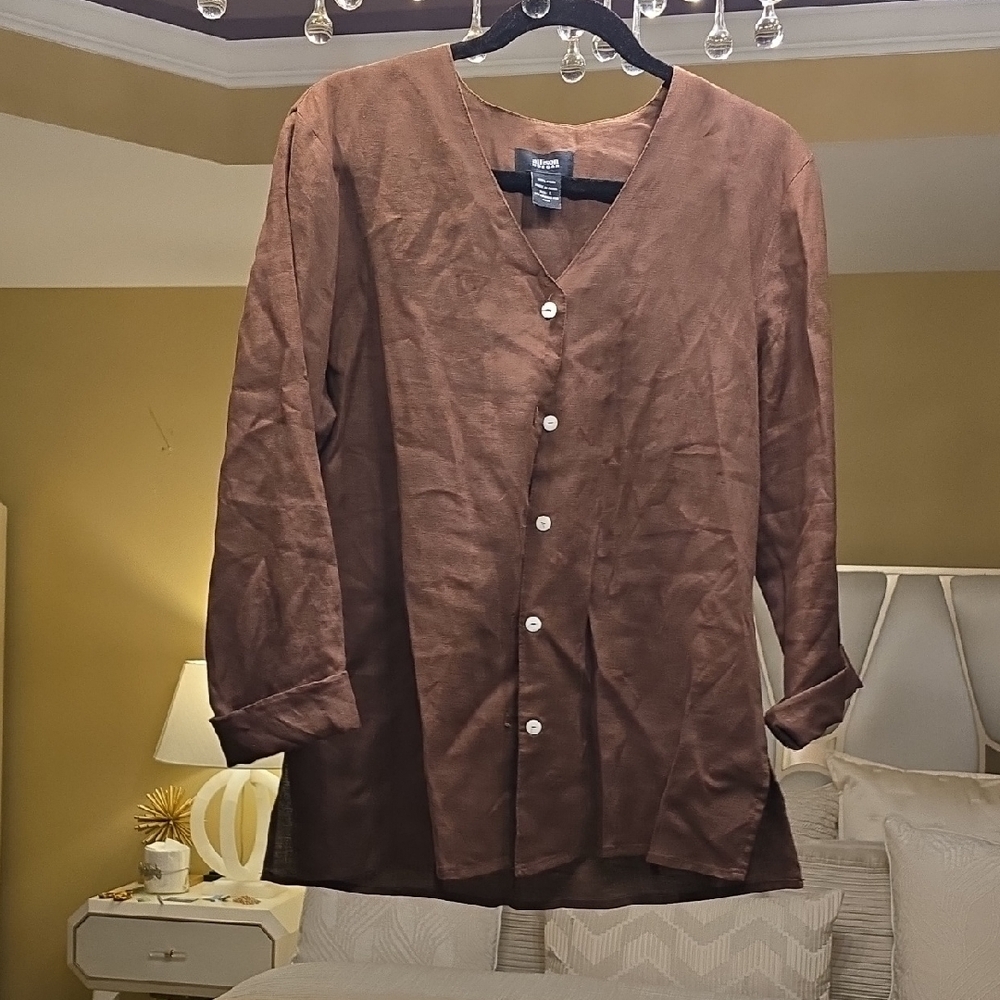 Allison Morgan Brown Linen Blouse